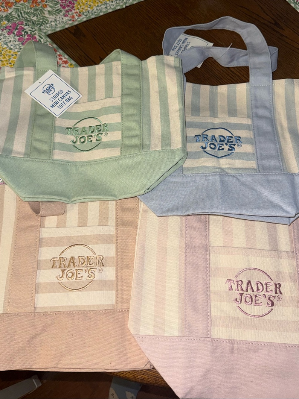 Trader Joes Striped Mini Tote Bag